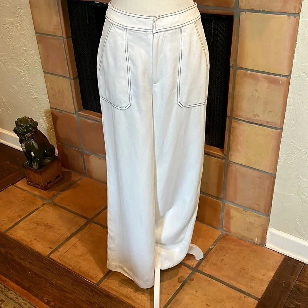 A loves A High Rise Wide Leg Contrast Stitching Pants, size 0
